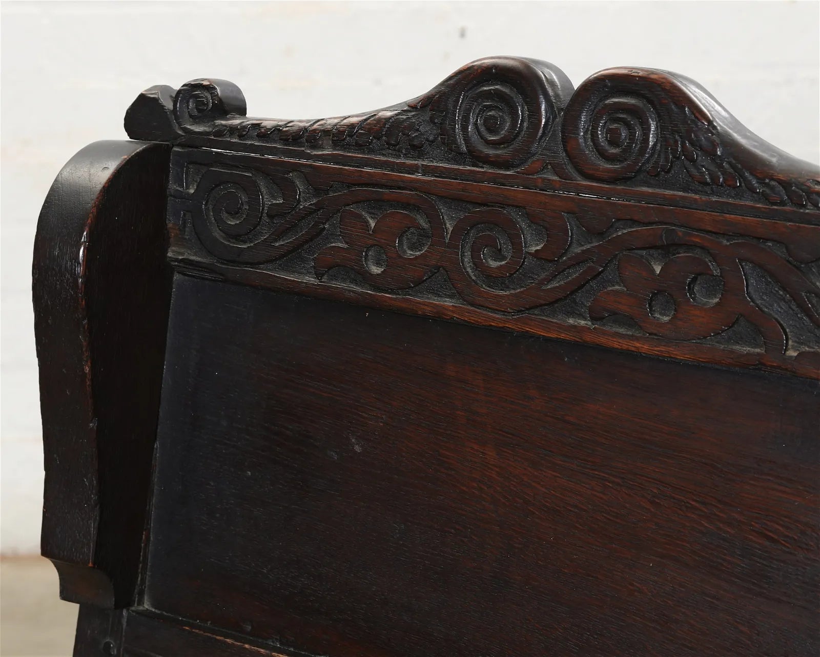 AF2-407: ANTIQUE MID 17TH C CHARLES II CARVED OAK WAINSCOT ARMCHAIR