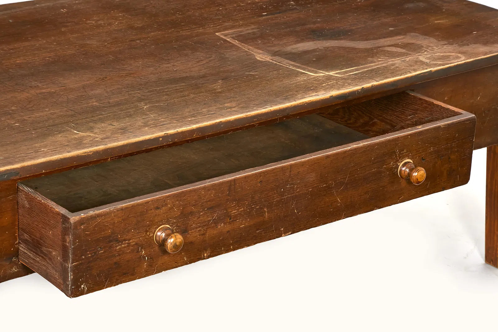 AF1-342: Antique 19th Century American Pine Work Table Modified to Coffee Table