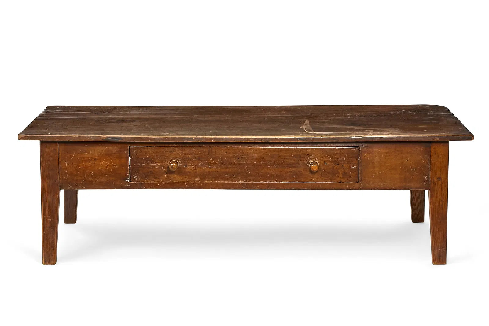 AF1-342: Antique 19th Century American Pine Work Table Modified to Coffee Table