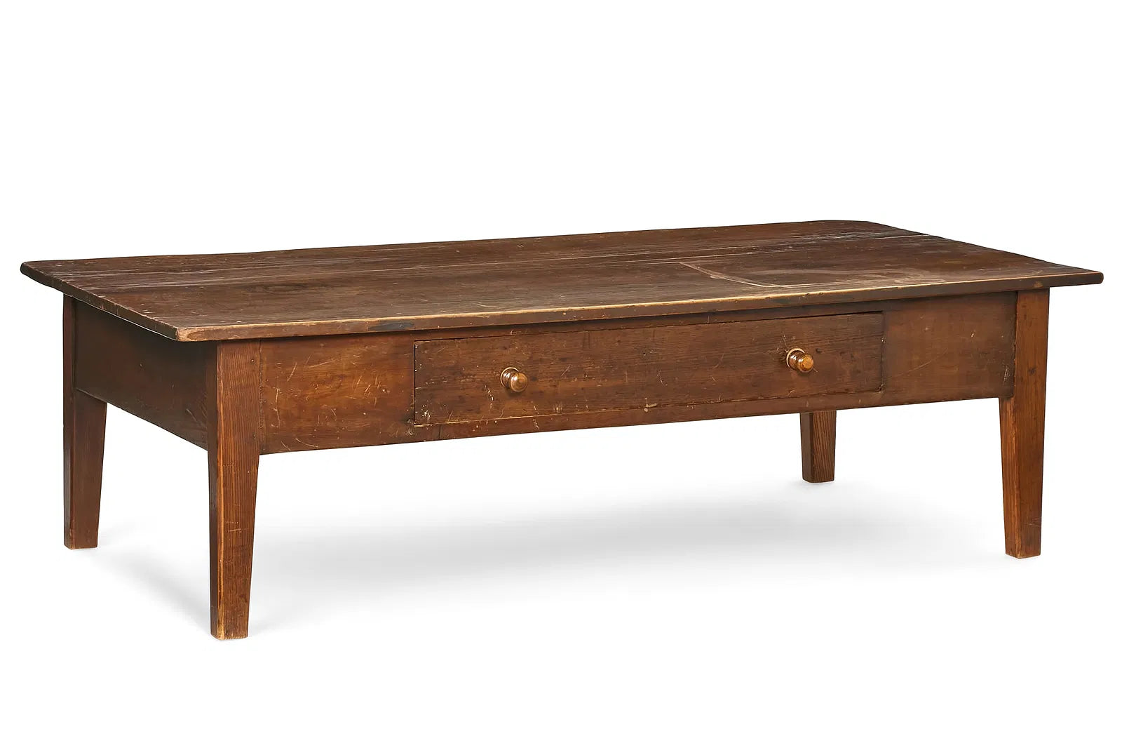 AF1-342: Antique 19th Century American Pine Work Table Modified to Coffee Table