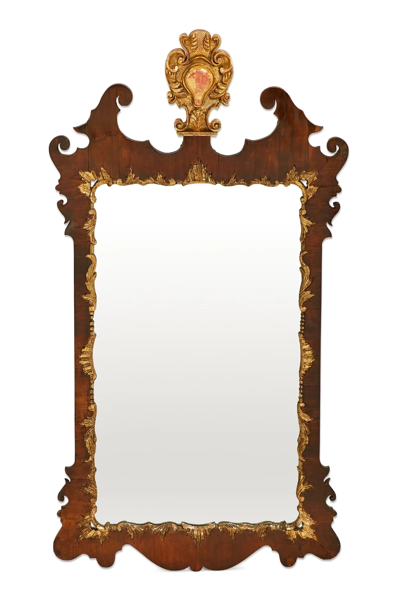 AF7-003: Antique Late 18th Century Georgian  Parcel Gilt Walnut Mirror
