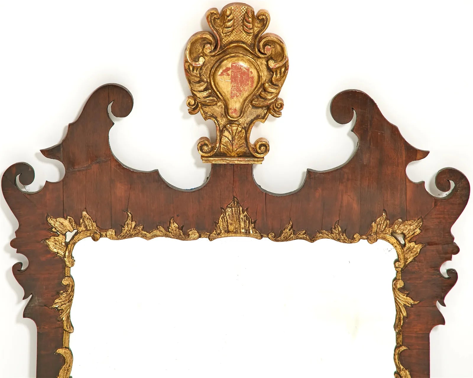 AF7-003: Antique Late 18th Century Georgian  Parcel Gilt Walnut Mirror