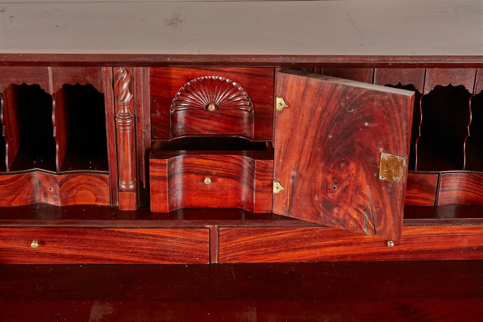 AF5-029: Antique Late 18th Century Chippendale Sabicu & Exotic Hardwood Slant Front Desk