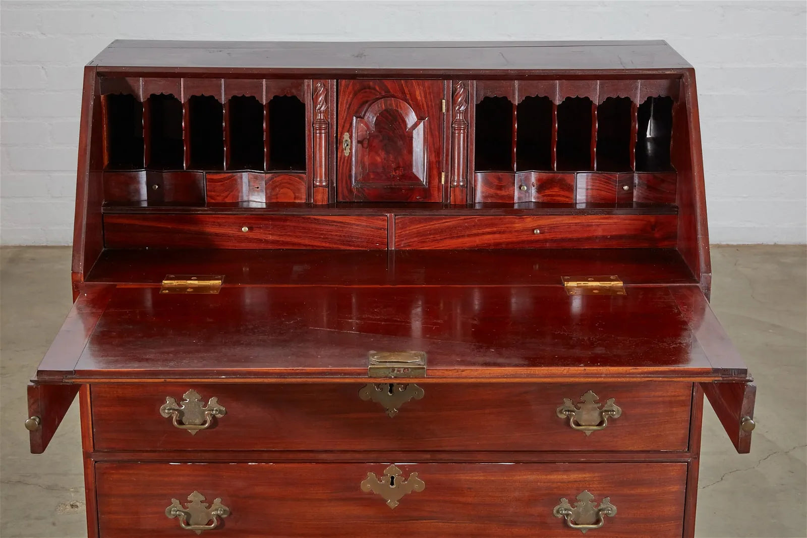 AF5-029: Antique Late 18th Century Chippendale Sabicu & Exotic Hardwood Slant Front Desk