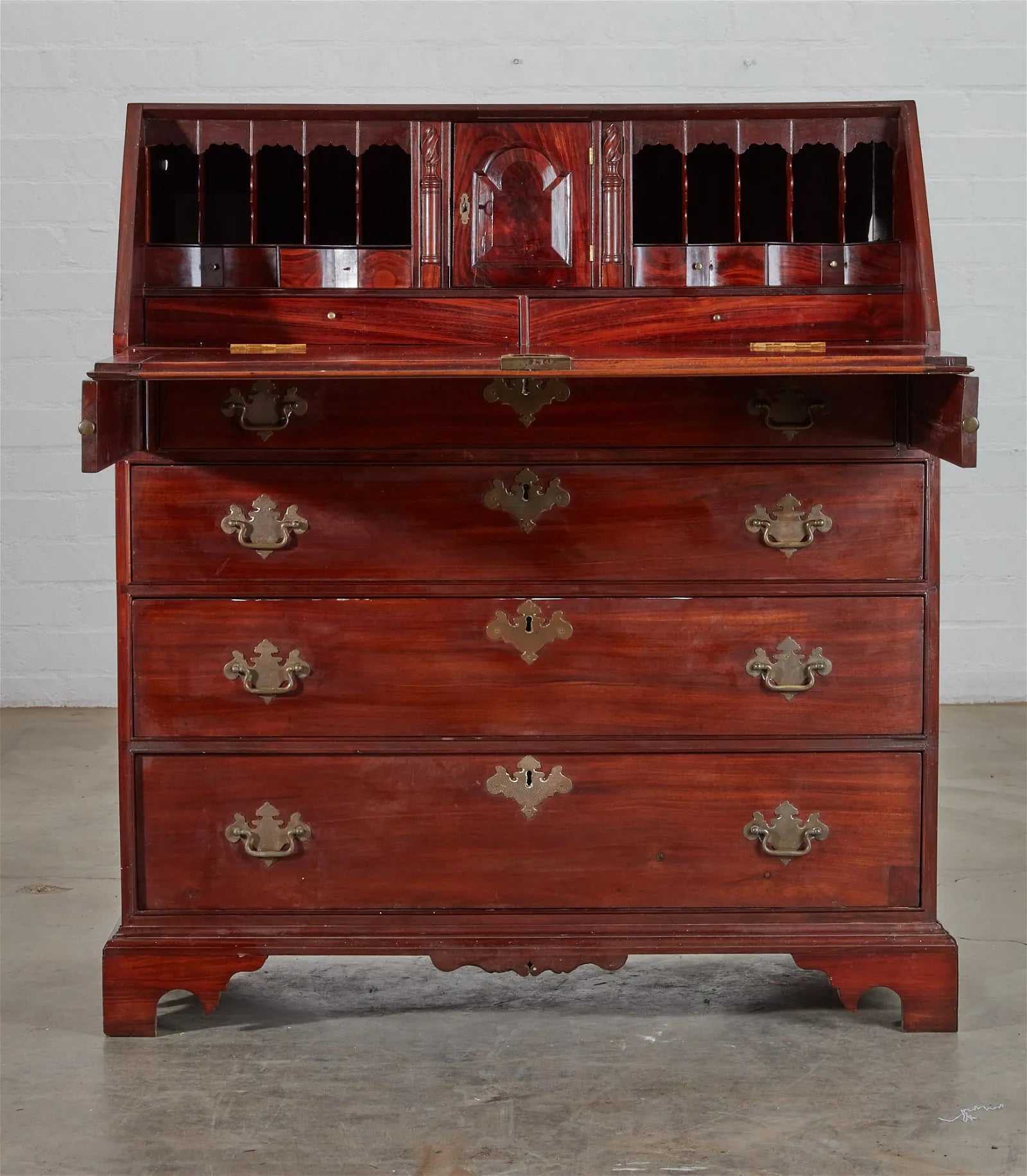 AF5-029: Antique Late 18th Century Chippendale Sabicu & Exotic Hardwood Slant Front Desk