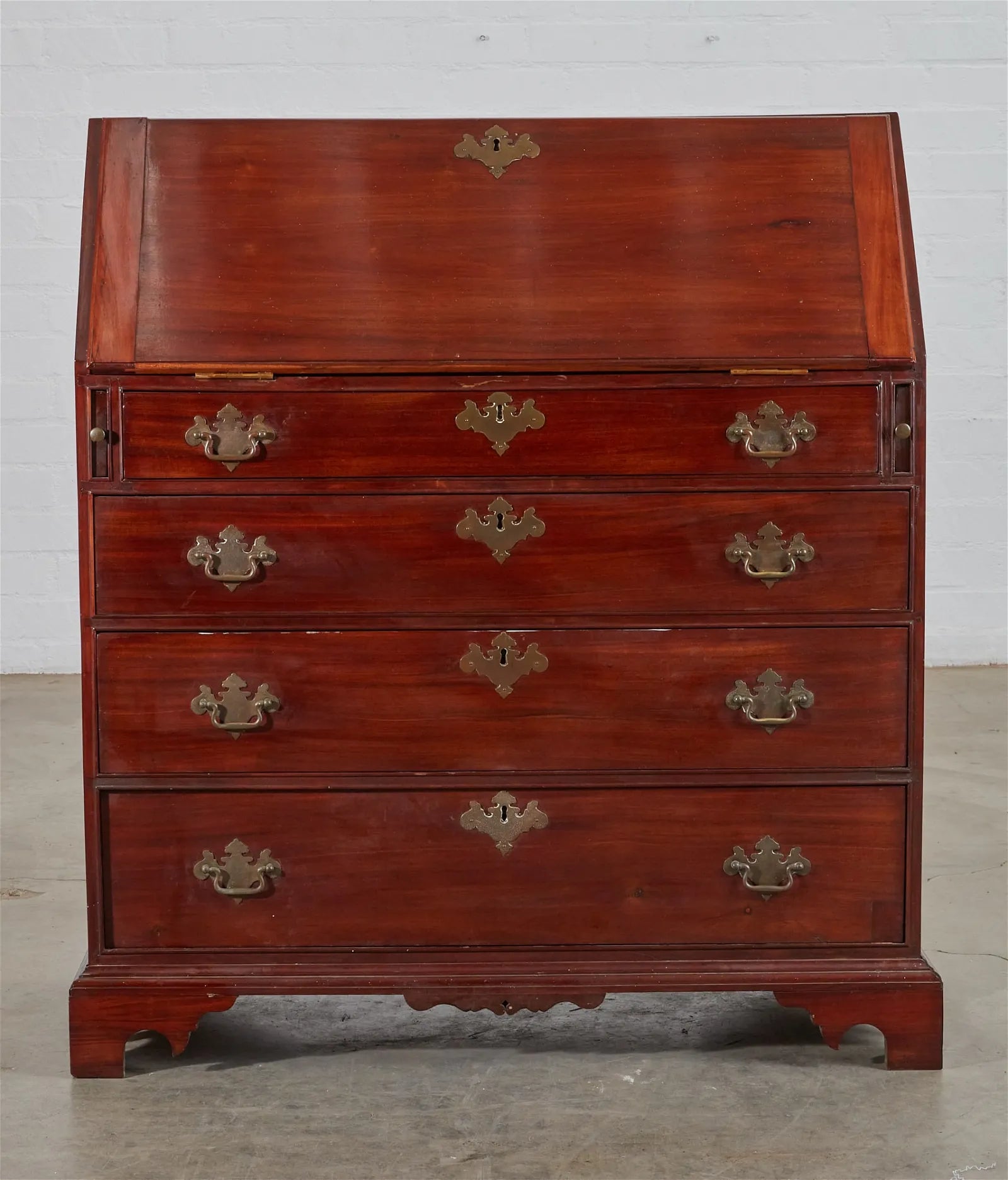 AF5-029: Antique Late 18th Century Chippendale Sabicu & Exotic Hardwood Slant Front Desk