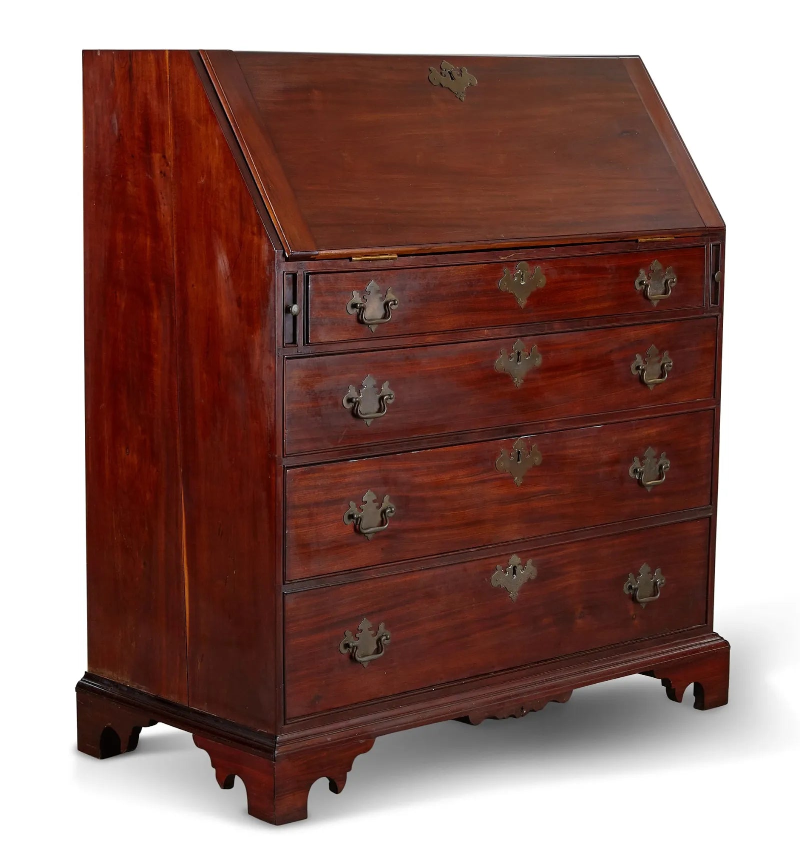 AF5-029: Antique Late 18th Century Chippendale Sabicu & Exotic Hardwood Slant Front Desk