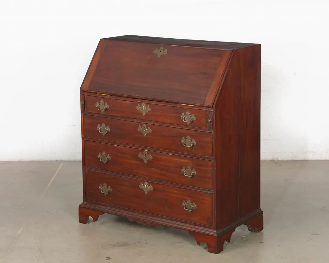 AF5-029: Antique Late 18th Century Chippendale Sabicu & Exotic Hardwood Slant Front Desk