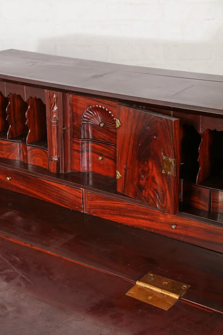 AF5-029: Antique Late 18th Century Chippendale Sabicu & Exotic Hardwood Slant Front Desk