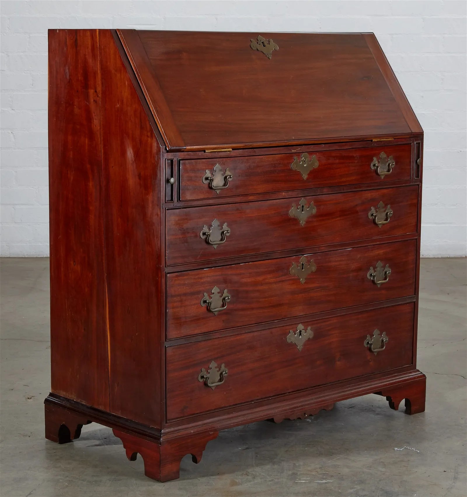 AF5-029: Antique Late 18th Century Chippendale Sabicu & Exotic Hardwood Slant Front Desk