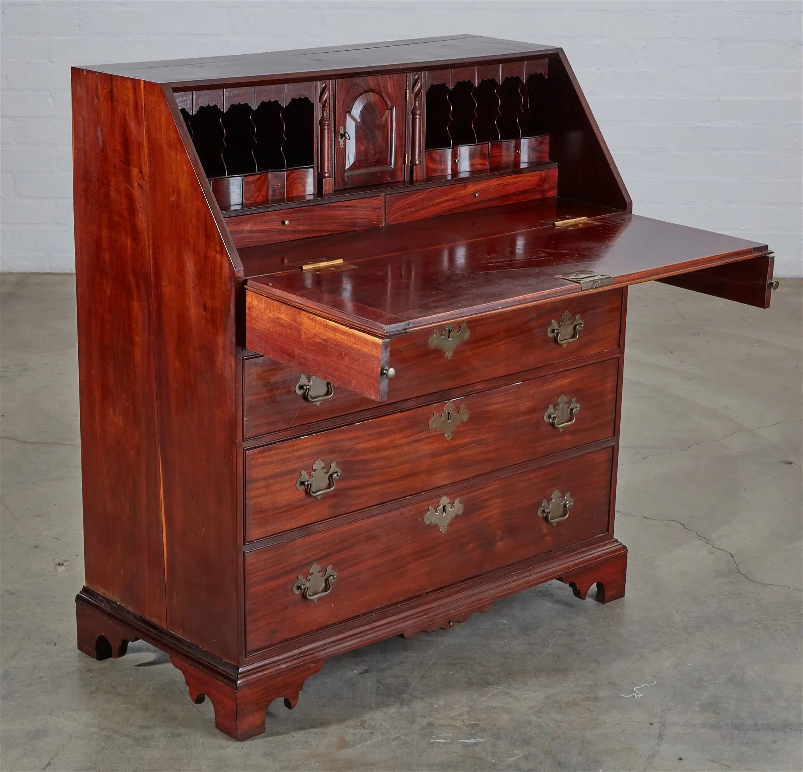 AF5-029: Antique Late 18th Century Chippendale Sabicu & Exotic Hardwood Slant Front Desk
