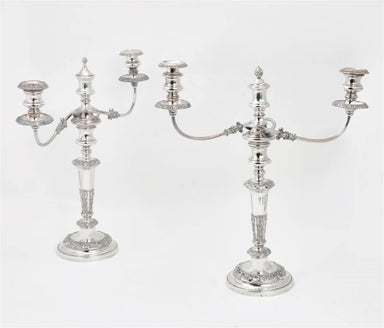 Antique PAIR ENGLISH SILVER PLATE CANDLEABRA | Work of Man