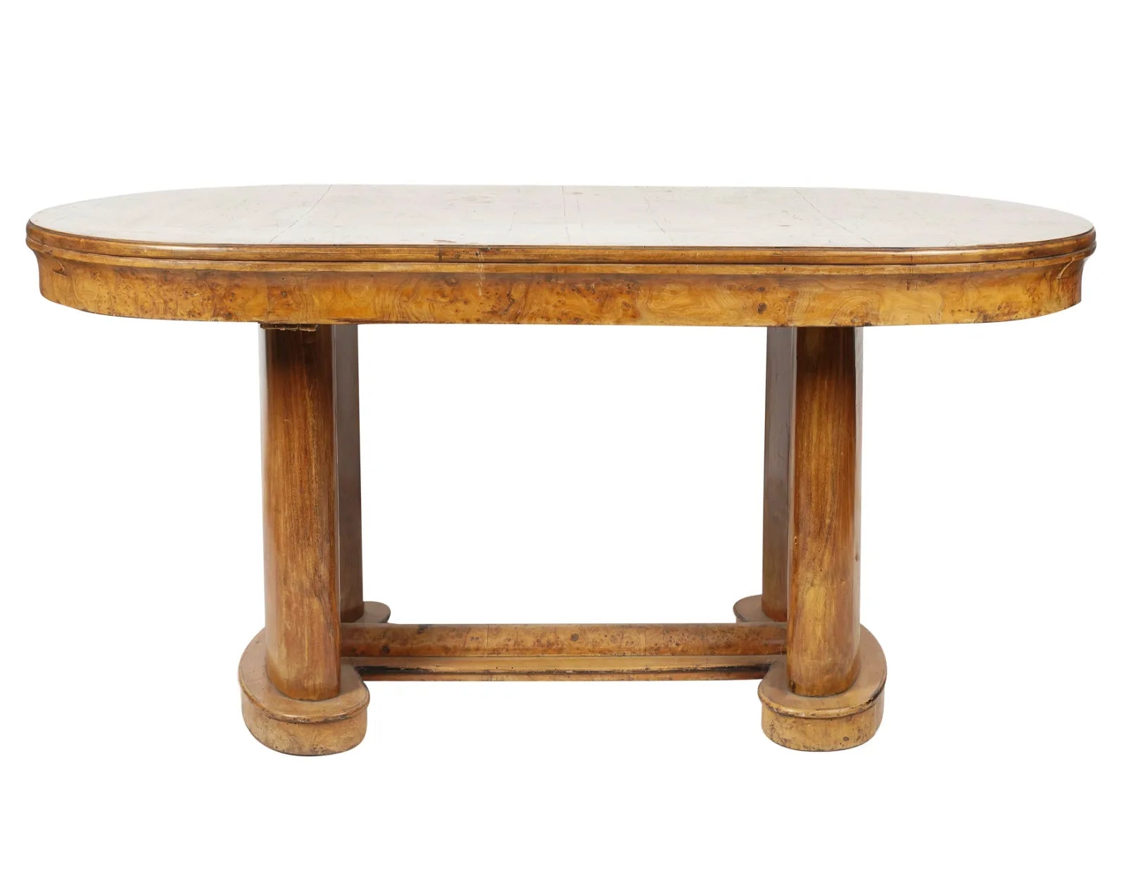 AF1-393: Antique Early 19th Century Austrian Biedermeier Burled Walnut Library Table