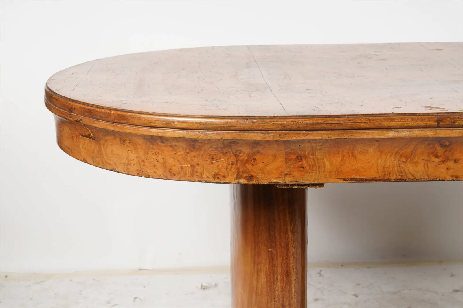 AF1-393: Antique Early 19th Century Austrian Biedermeier Burled Walnut Library Table
