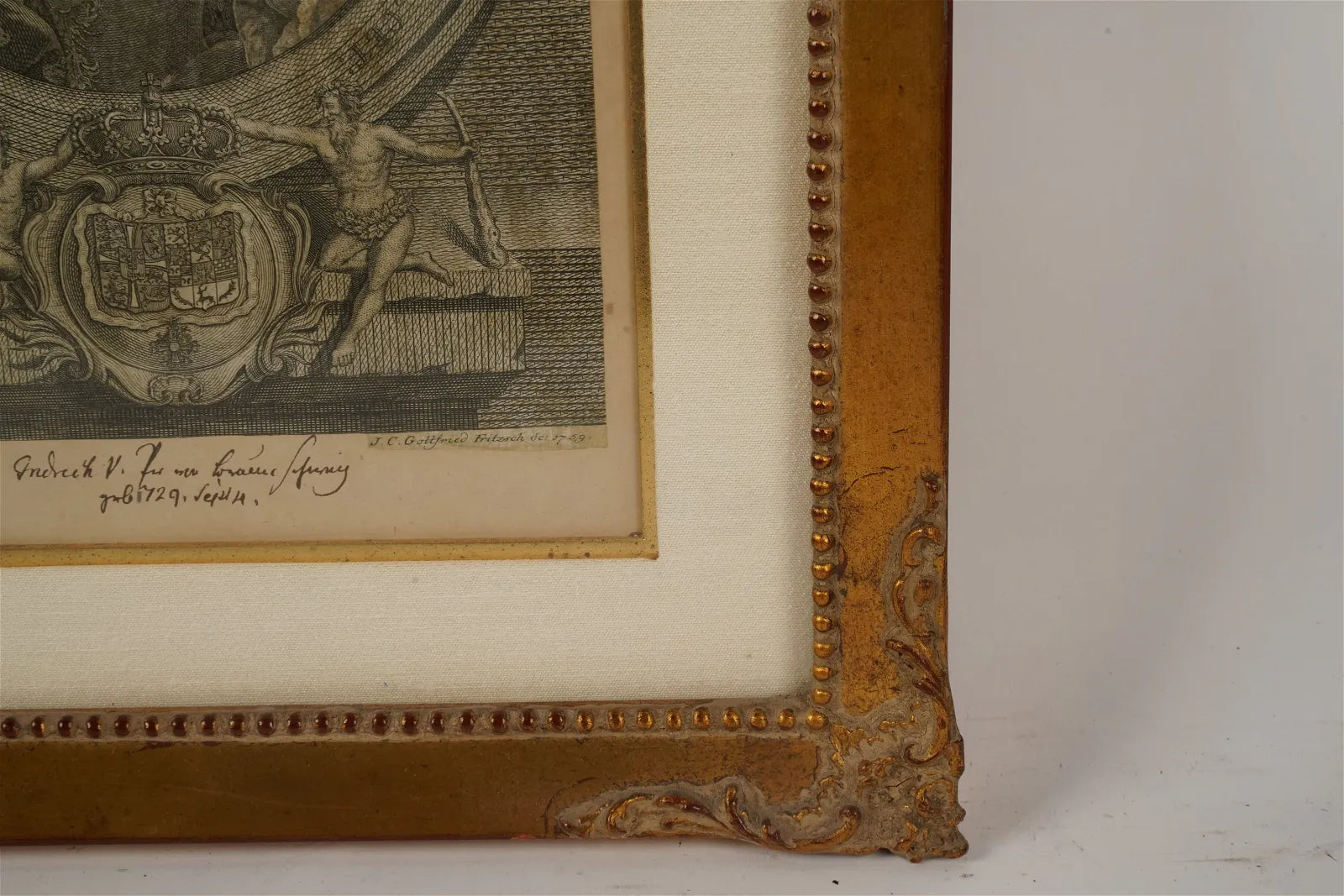 AW7-026: Mid 18th Century Etching of Juliana Maria, Queen of Denmark (1752 - 1766) by Johann Christian Fritzsch