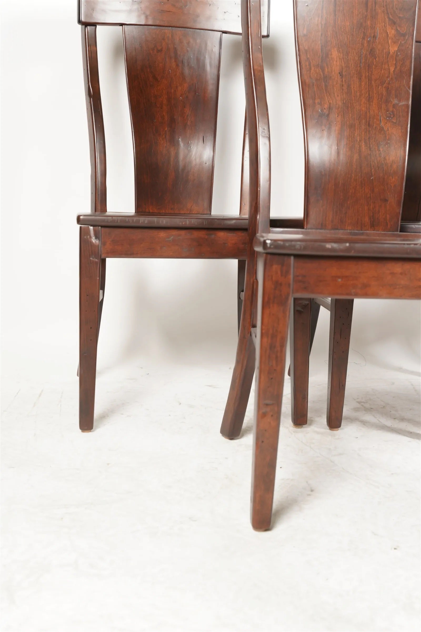 AF2-412: Vintage Set of Six Simply Amish Cherry Wood T-Back Dining Chairs