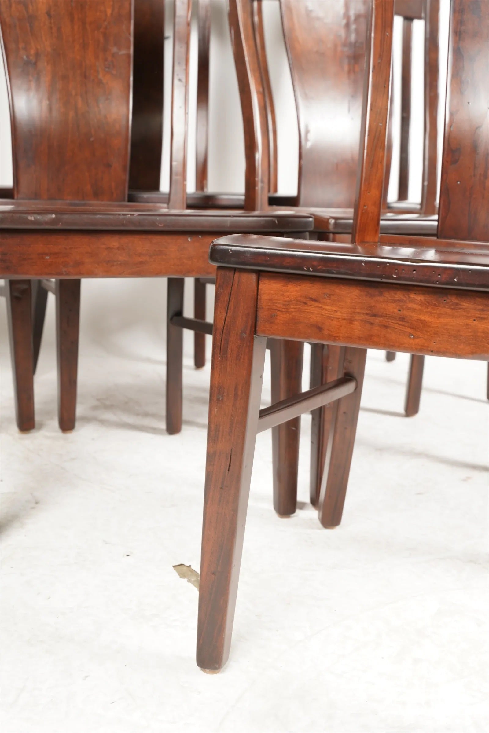 AF2-412: Vintage Set of Six Simply Amish Cherry Wood T-Back Dining Chairs