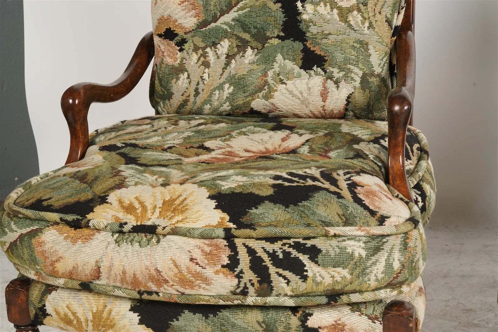 AF2-415: Pair of Late 20th Century French Provincial Style Upholstered Arm Chairs