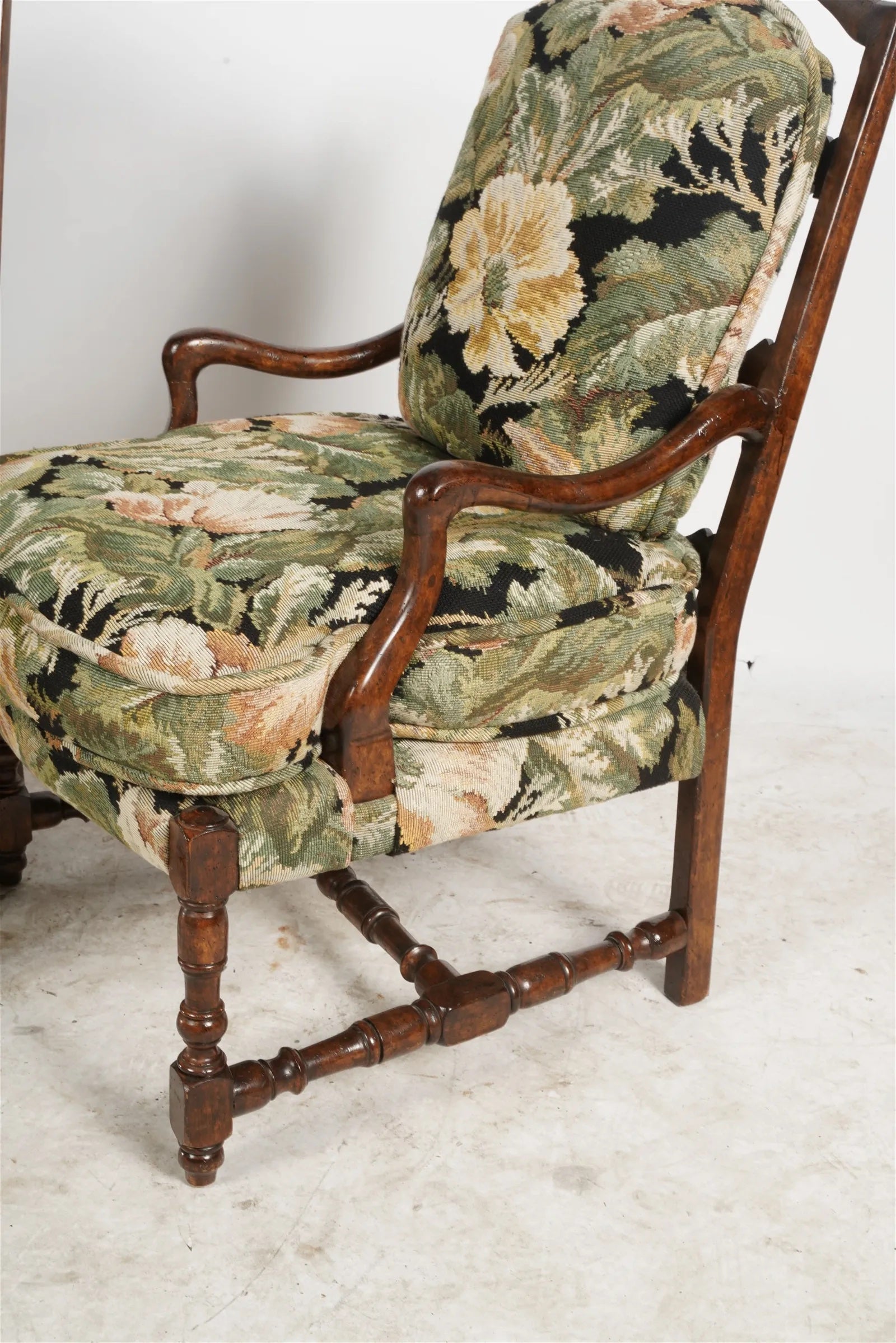 AF2-415: Pair of Late 20th Century French Provincial Style Upholstered Arm Chairs