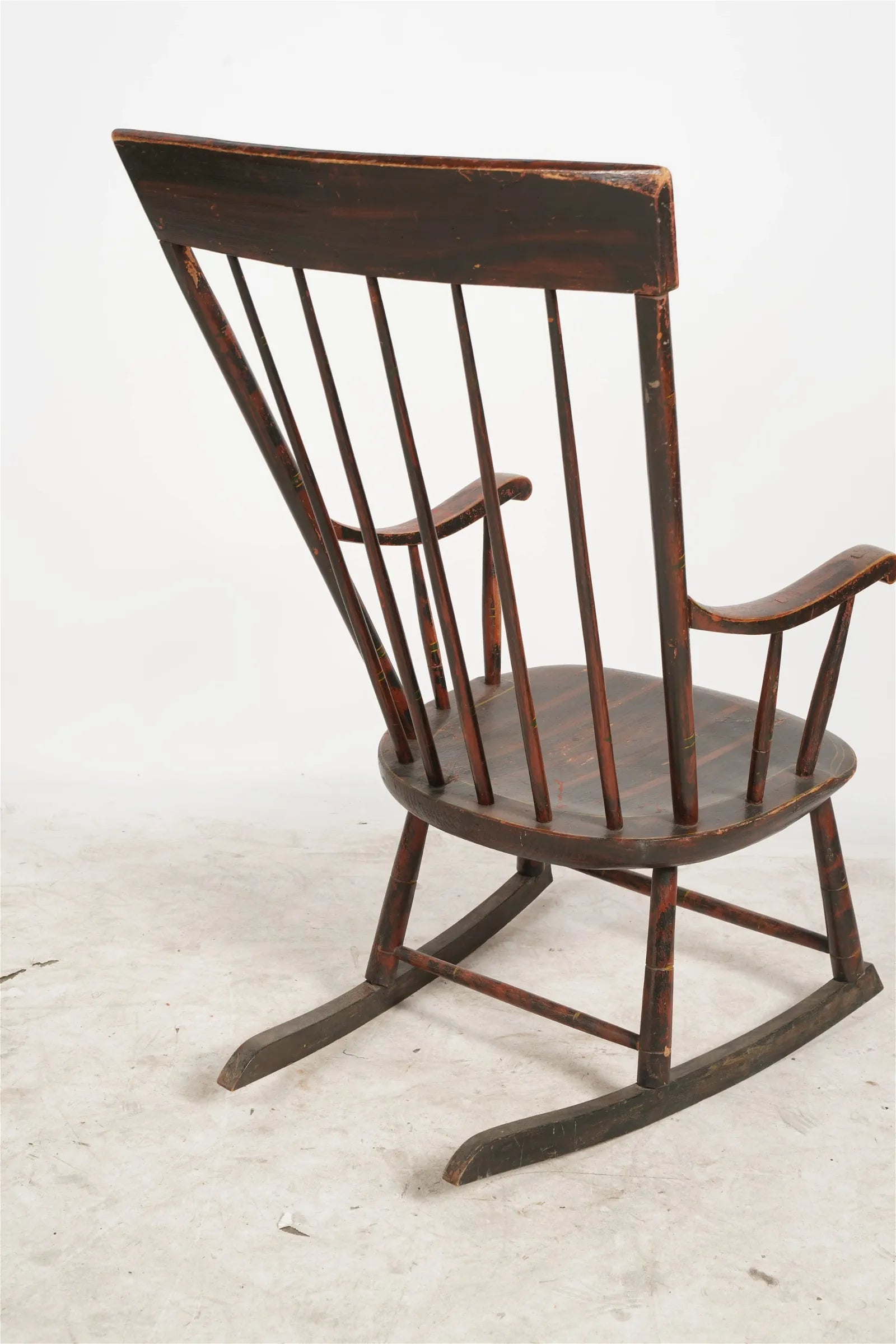 AF2-416: Antique Late 18th Century Paint Decorated American Rod Back Windsor Rocking Chair