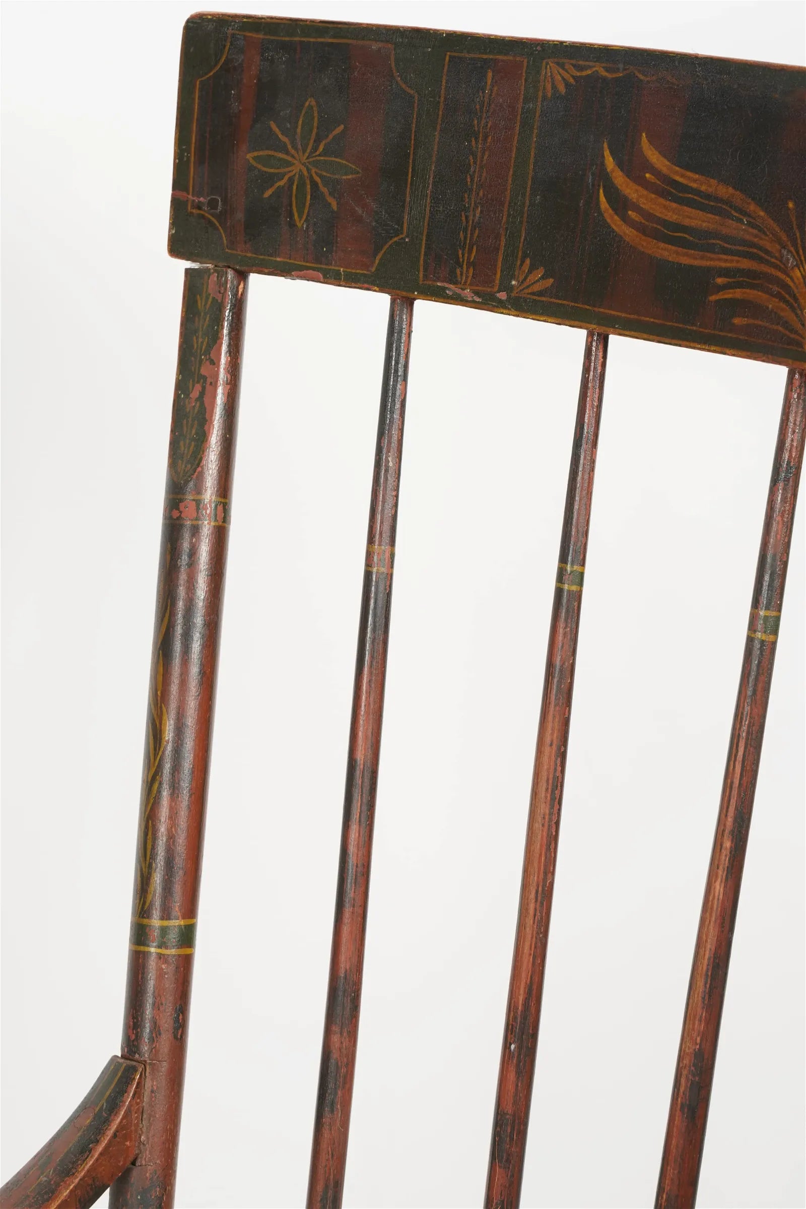 AF2-416: Antique Late 18th Century Paint Decorated American Rod Back Windsor Rocking Chair