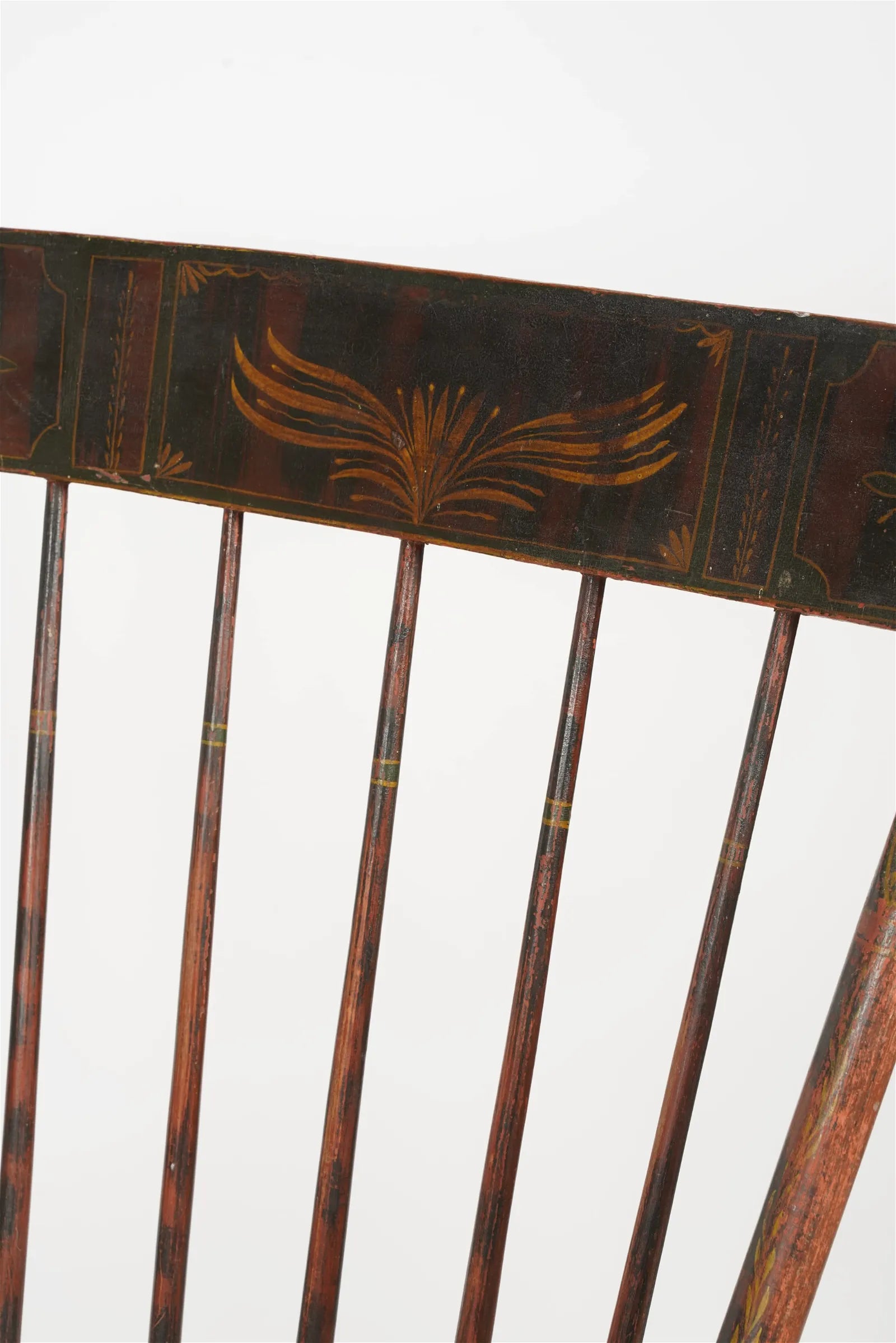 AF2-416: Antique Late 18th Century Paint Decorated American Rod Back Windsor Rocking Chair