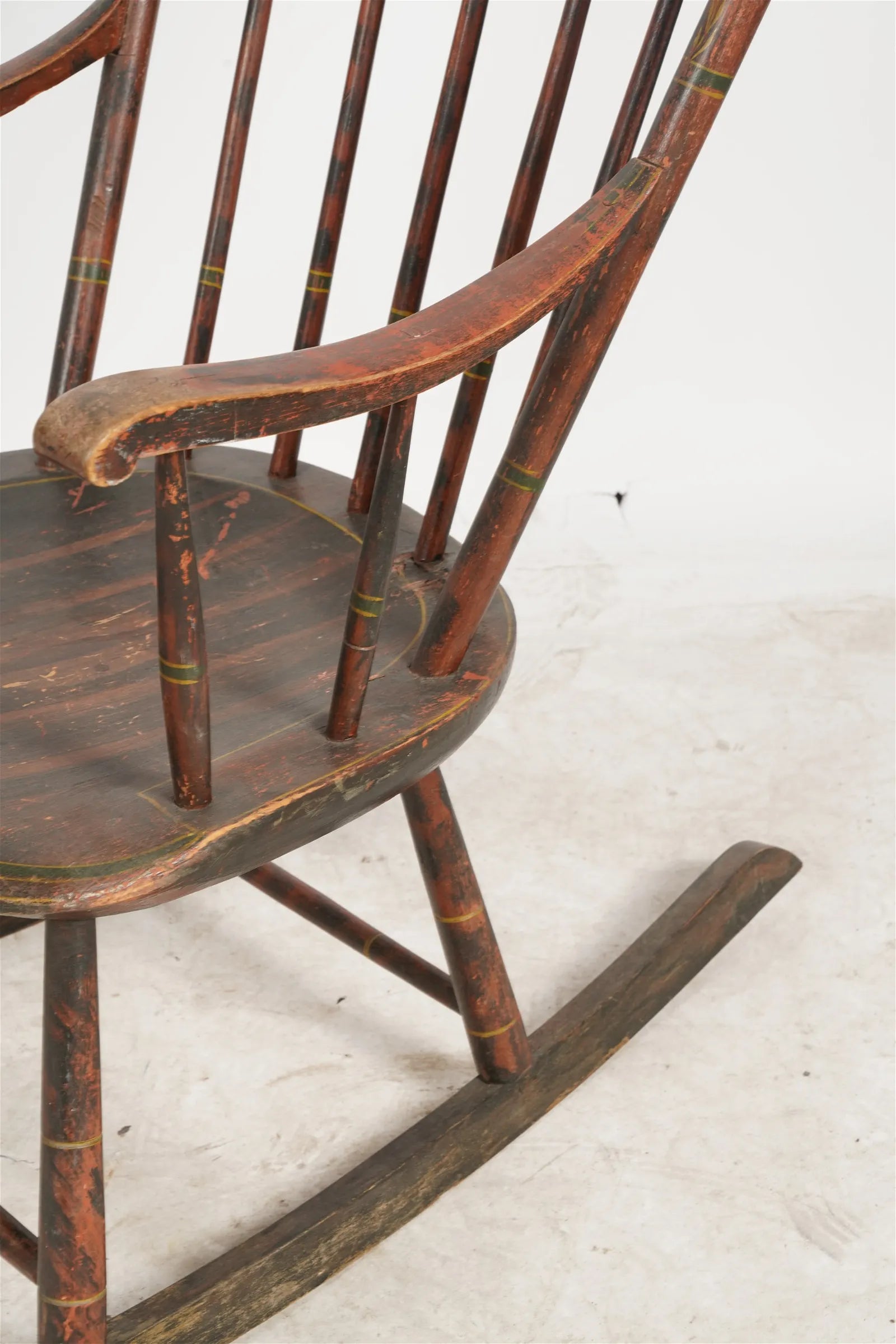 AF2-416: Antique Late 18th Century Paint Decorated American Rod Back Windsor Rocking Chair