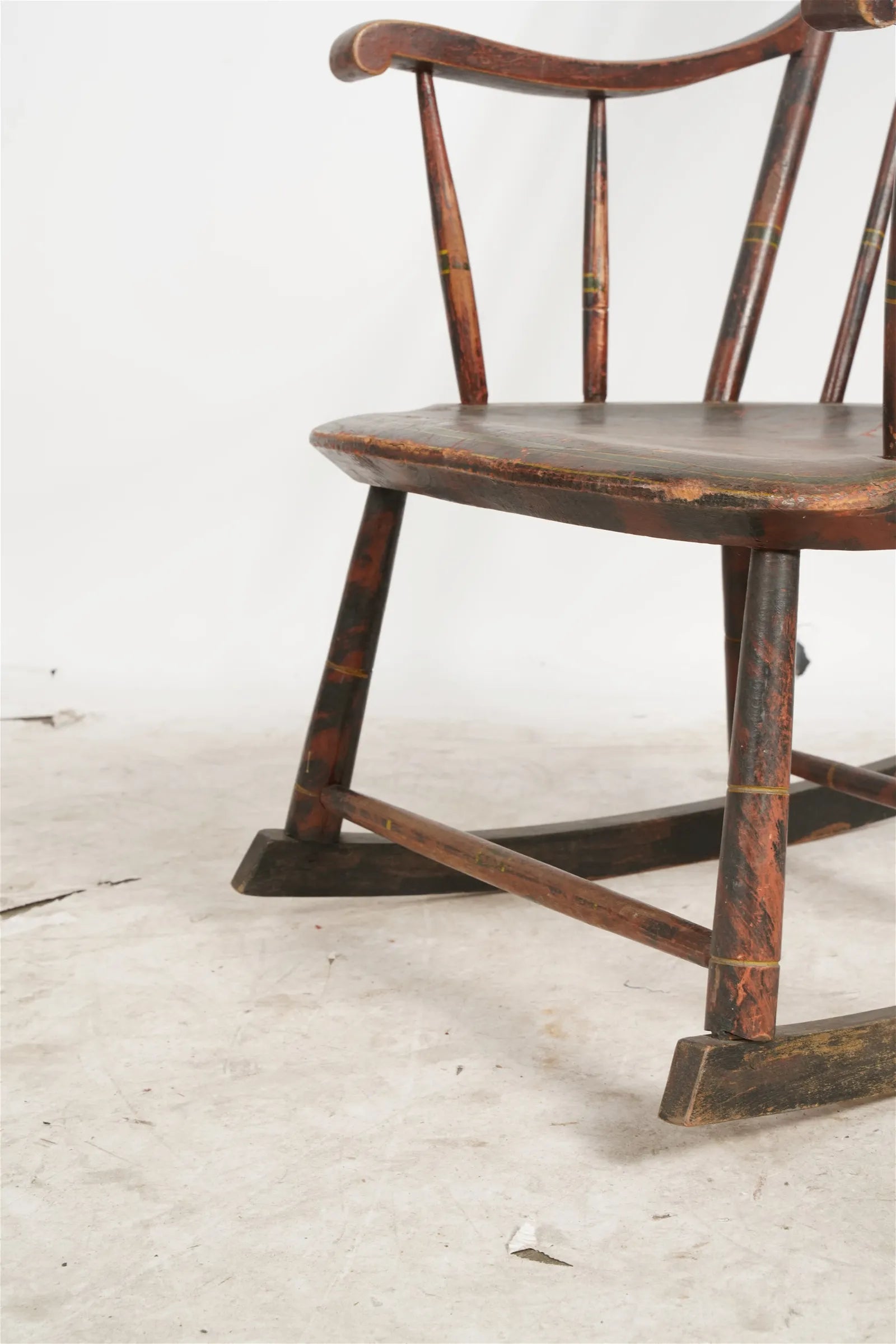 AF2-416: Antique Late 18th Century Paint Decorated American Rod Back Windsor Rocking Chair