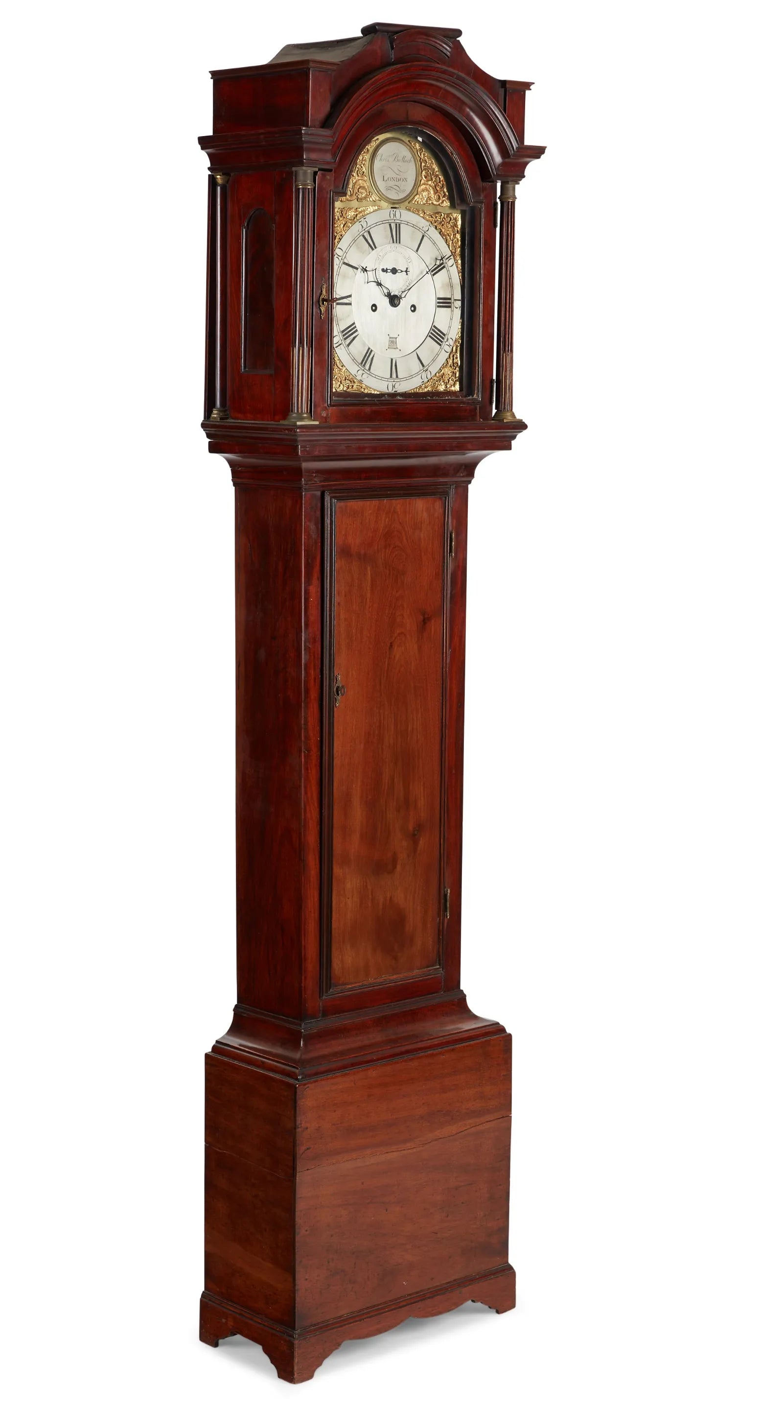 TK1-035: English George III mahogany tall case clock, Christopher Bullock, London Late 18th Century
