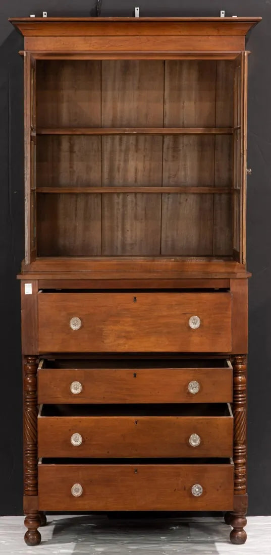 AF3-040: Antique Circa 1800 American Federal Fruitwood Hutch