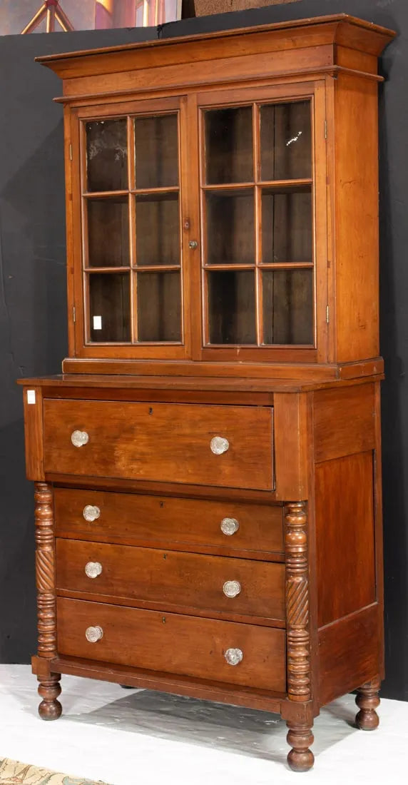 AF3-040: Antique Circa 1800 American Federal Fruitwood Hutch
