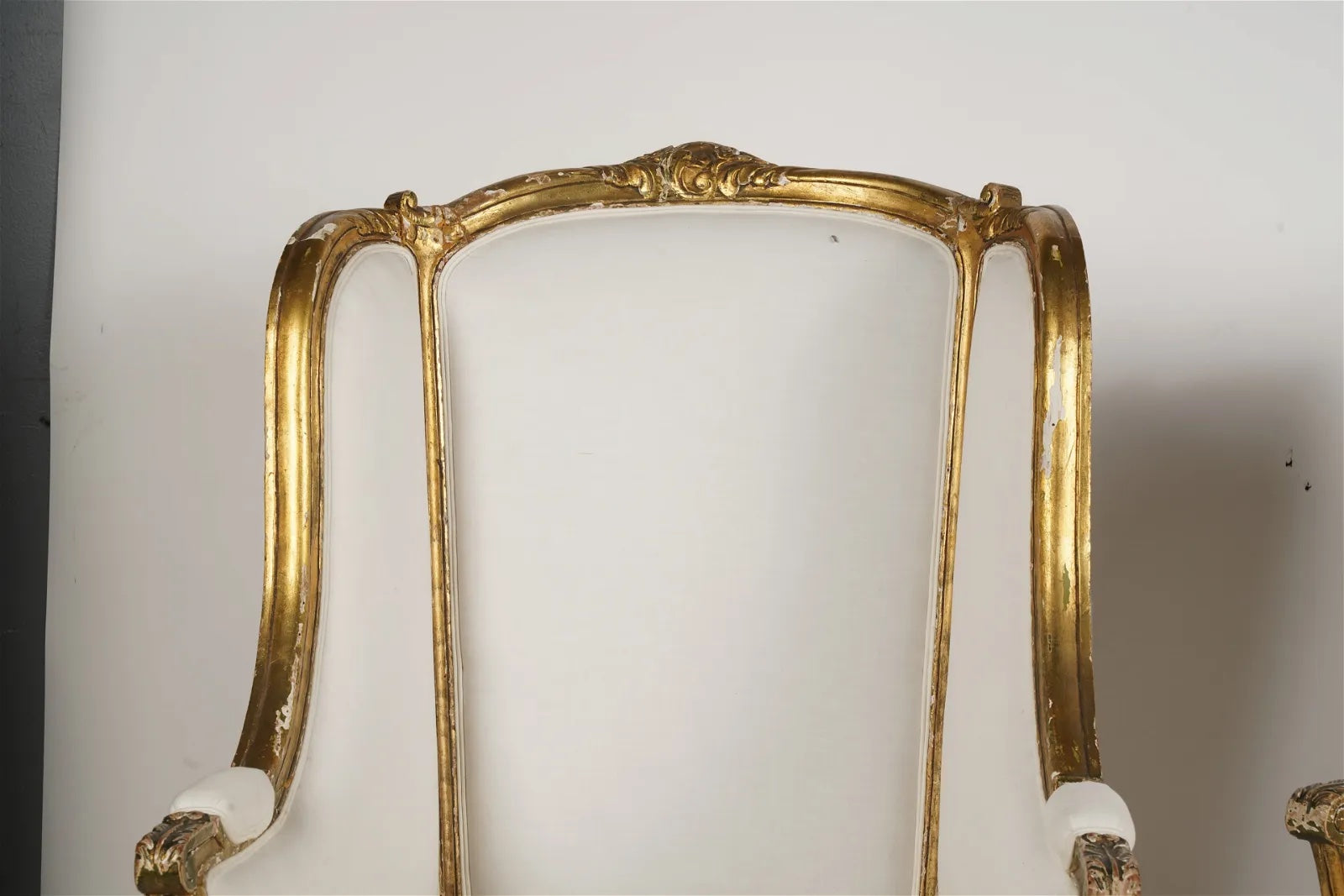 AF2-033: Antique Mid 19th Century French Louis XV Carved Giltwood High Back Bergeres