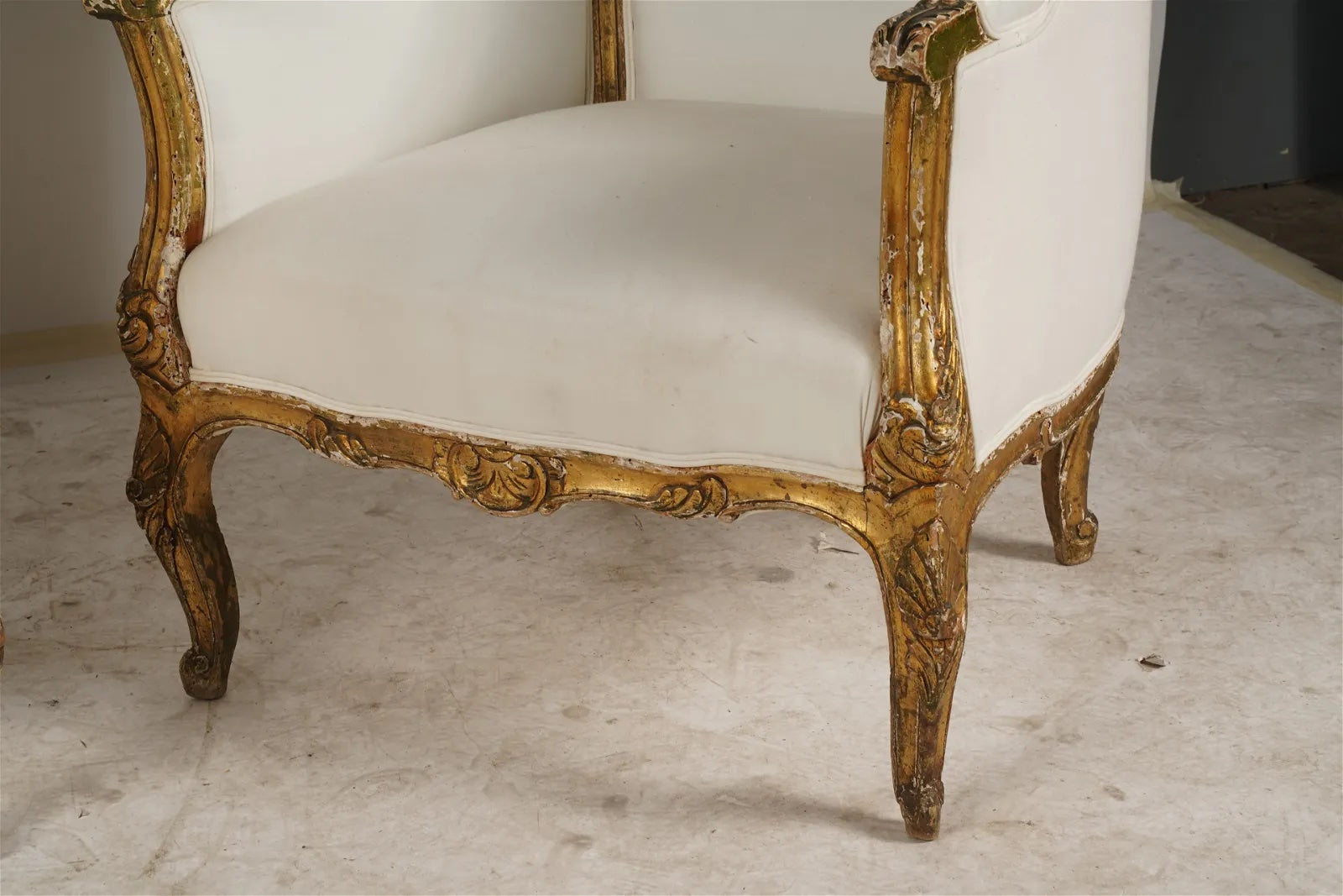 AF2-033: Antique Mid 19th Century French Louis XV Carved Giltwood High Back Bergeres