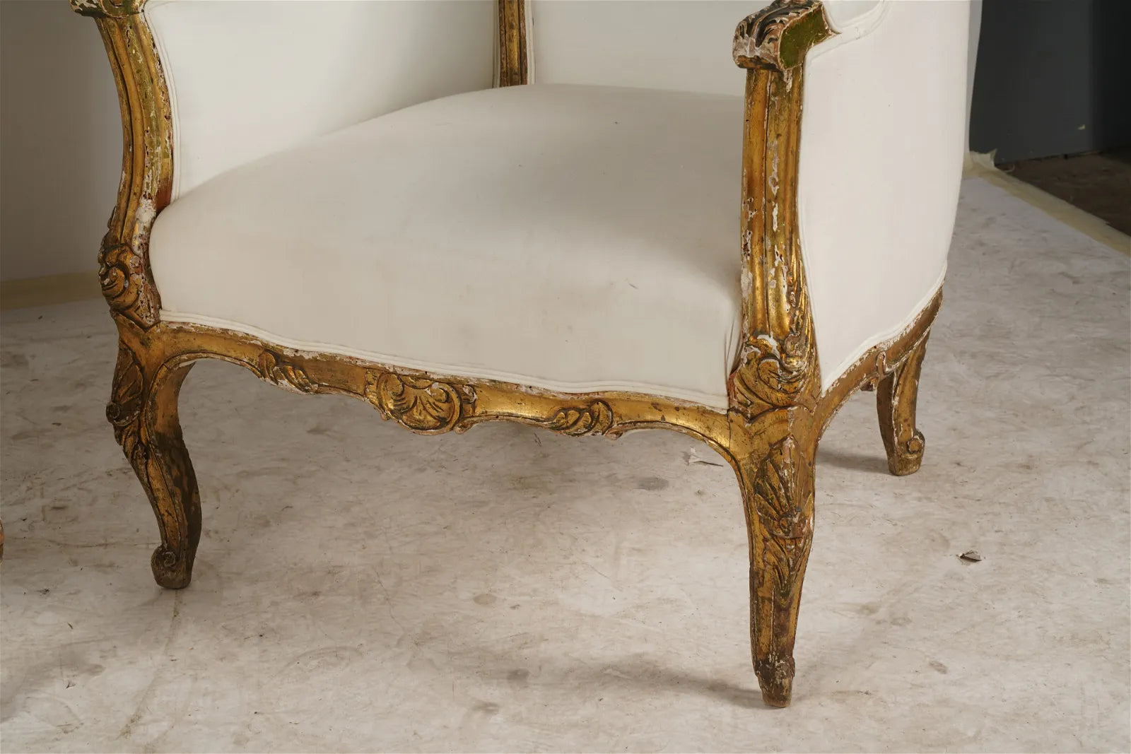 AF2-033: Antique Mid 19th Century French Louis XV Carved Giltwood High Back Bergeres