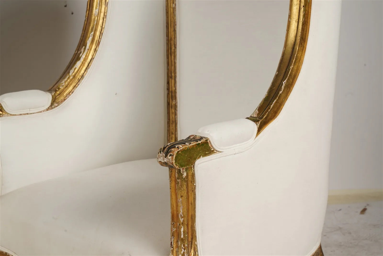 AF2-033: Antique Mid 19th Century French Louis XV Carved Giltwood High Back Bergeres