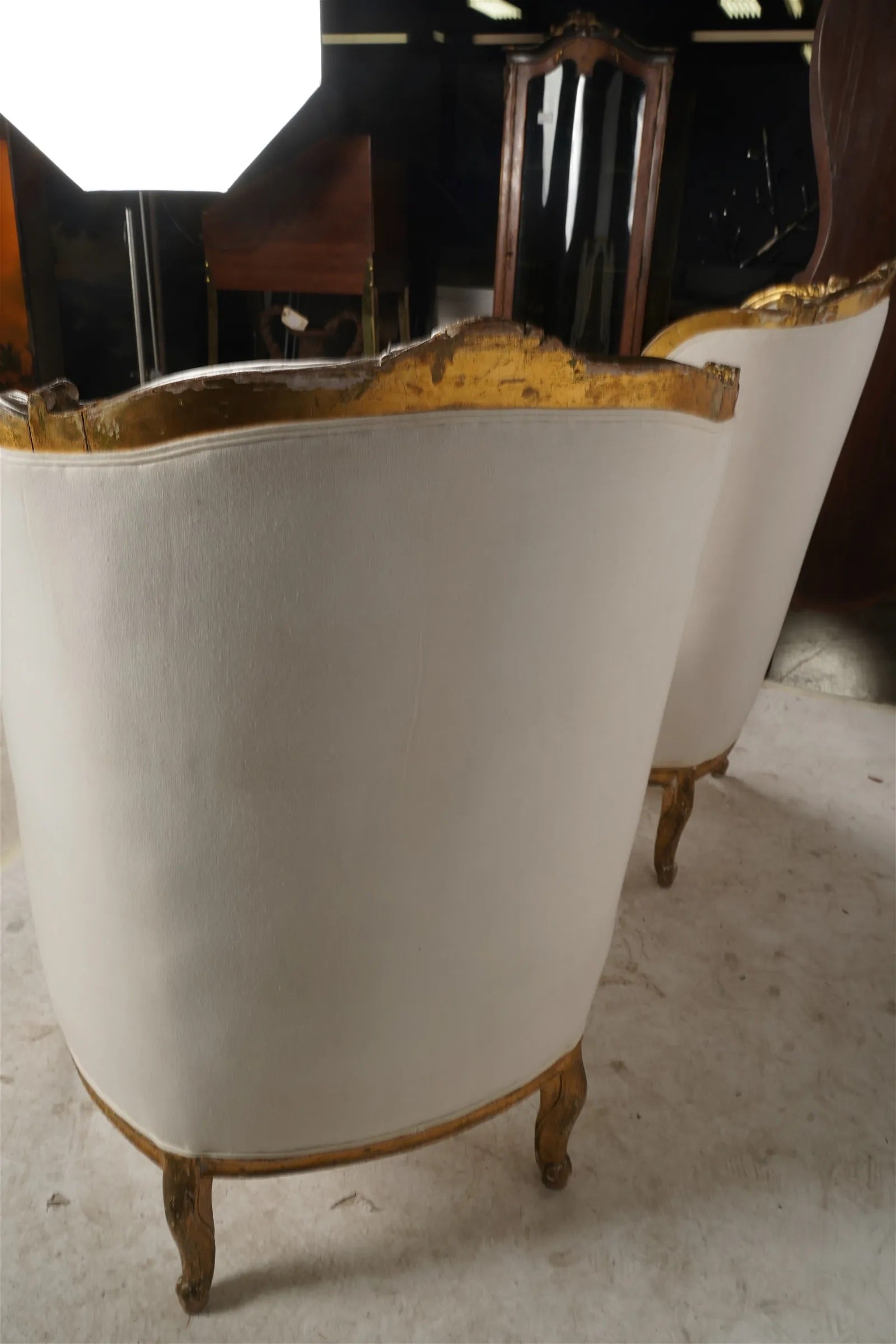 AF2-033: Antique Mid 19th Century French Louis XV Carved Giltwood High Back Bergeres