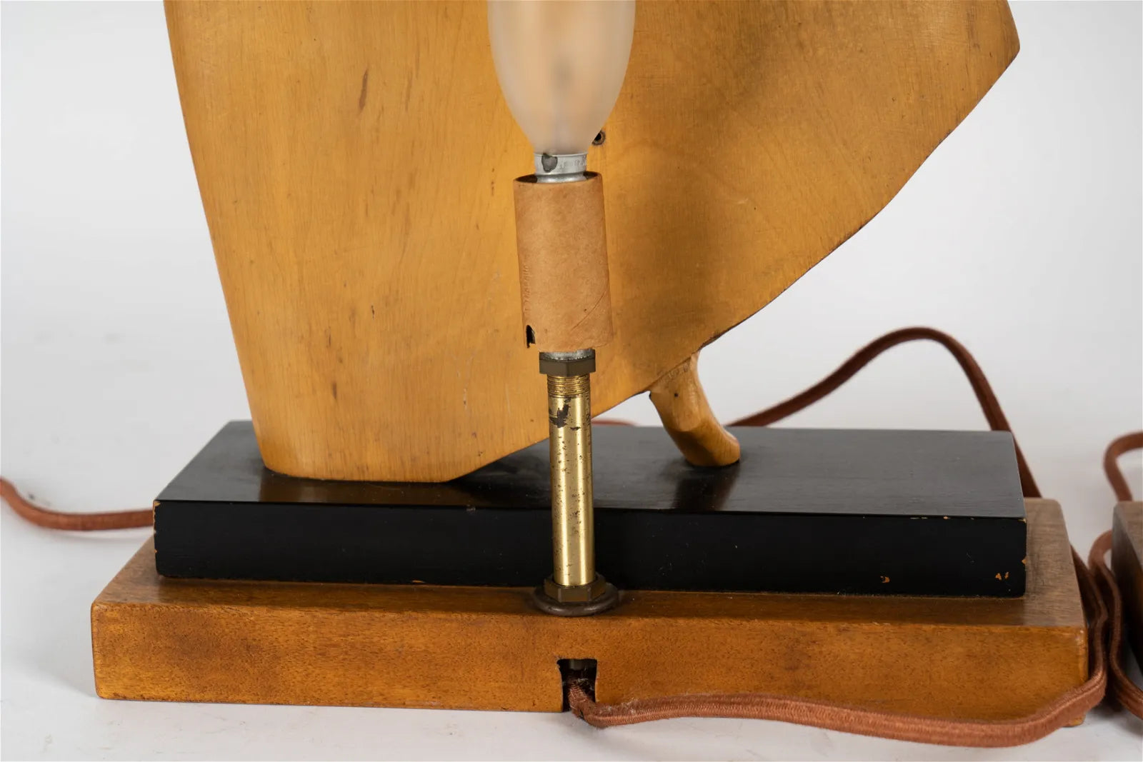 AL2-019: Pair of Art Deco Figural Dancer Carved Wood Table Lamps