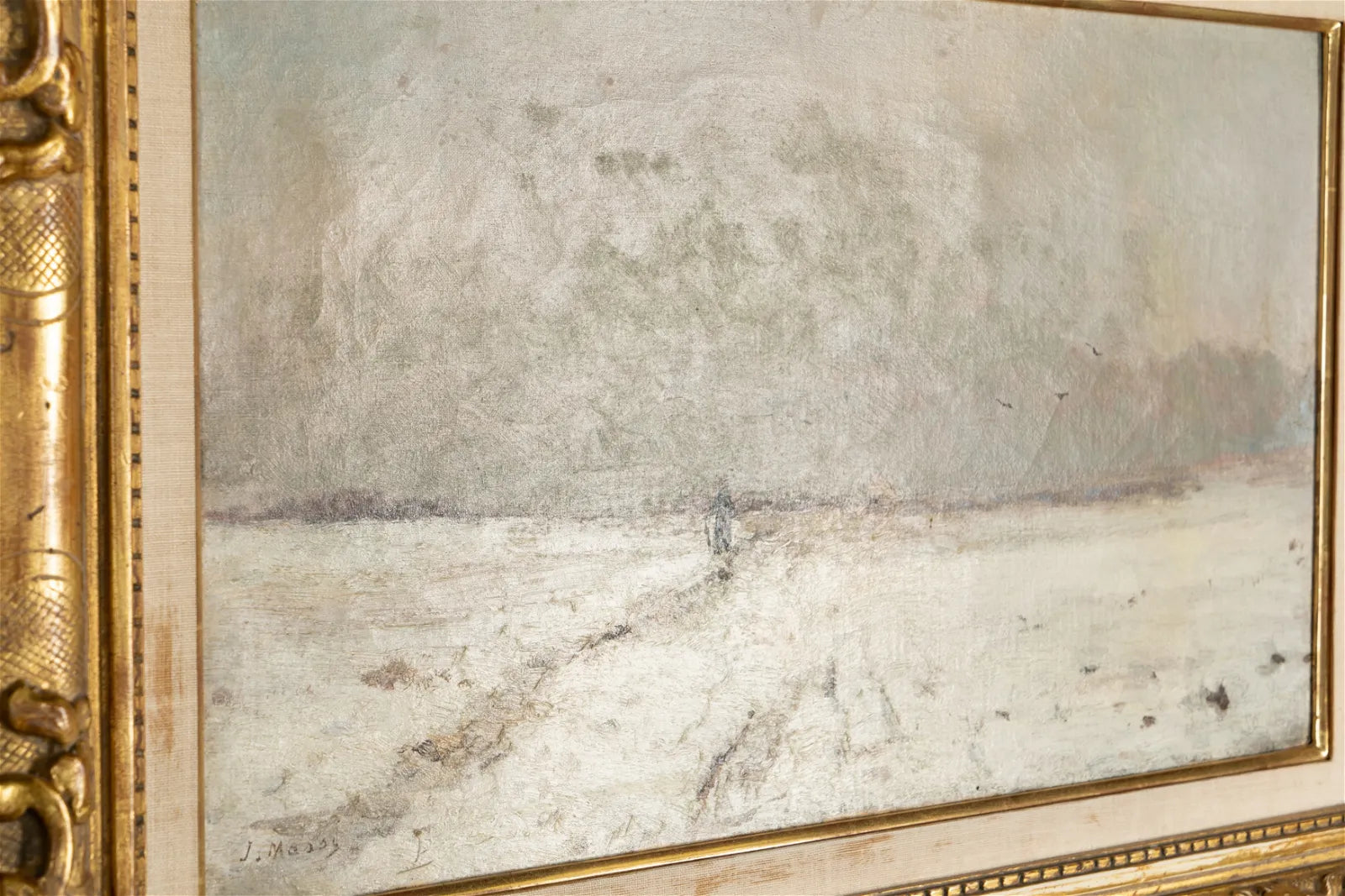 AW481: Impressionist Promenade en Hiver (Walk in Winter) Jean Eugene Julien Masse (1856 - 1950) Oil on Canvas