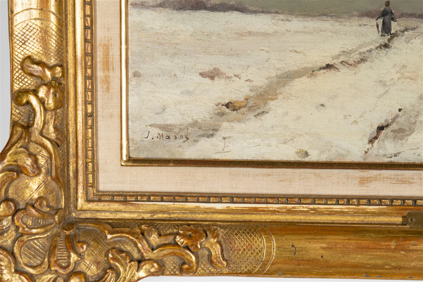 AW481: Impressionist Promenade en Hiver (Walk in Winter) Jean Eugene Julien Masse (1856 - 1950) Oil on Canvas