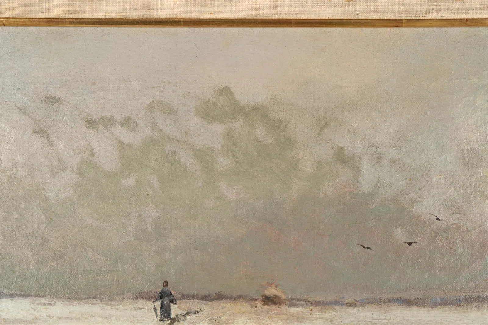 AW481: Impressionist Promenade en Hiver (Walk in Winter) Jean Eugene Julien Masse (1856 - 1950) Oil on Canvas