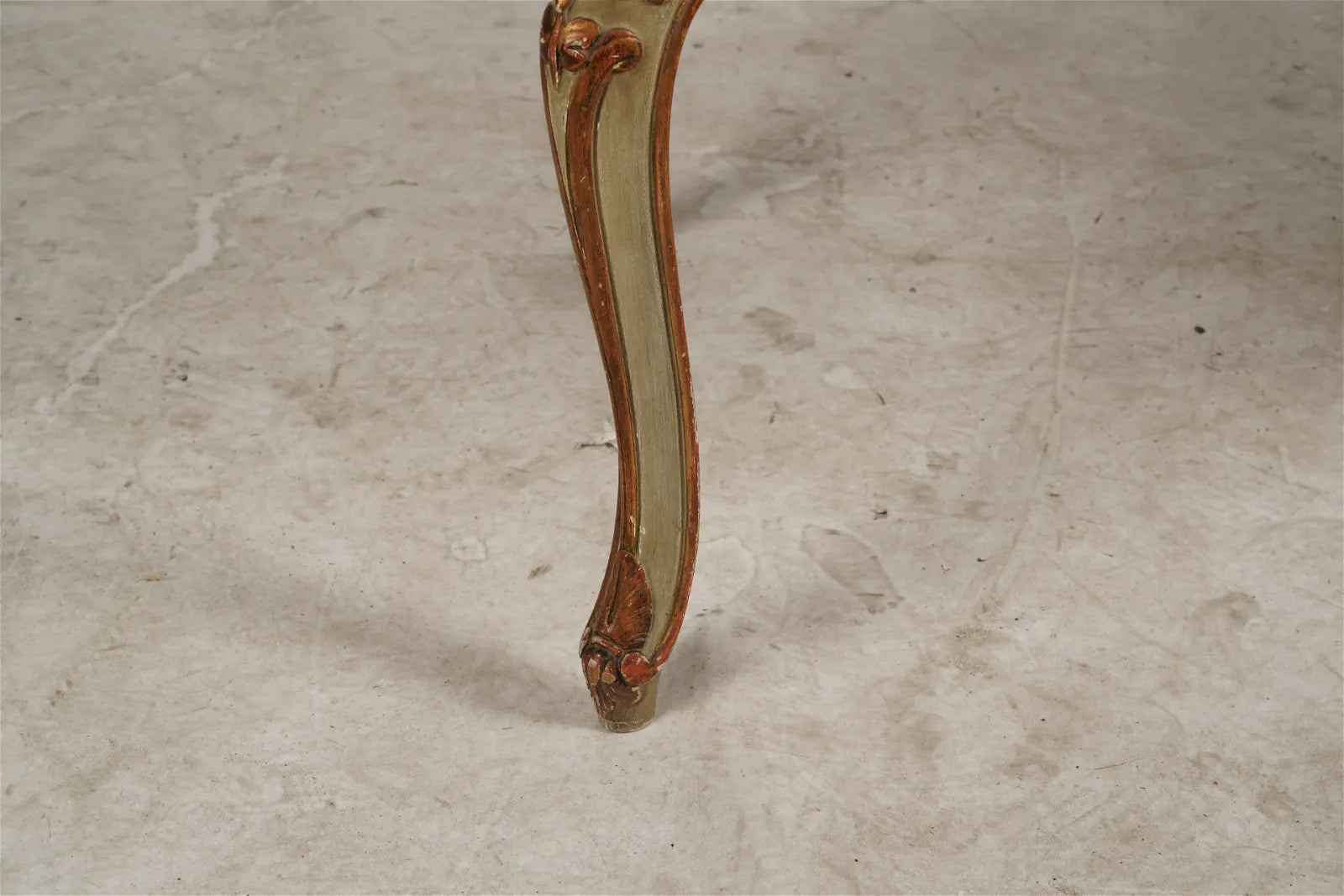 AF1-041: Antique French Rococo Style Coffee Table w/ Marble Top and Polychrome Gilt Painted Finish Circa 1900