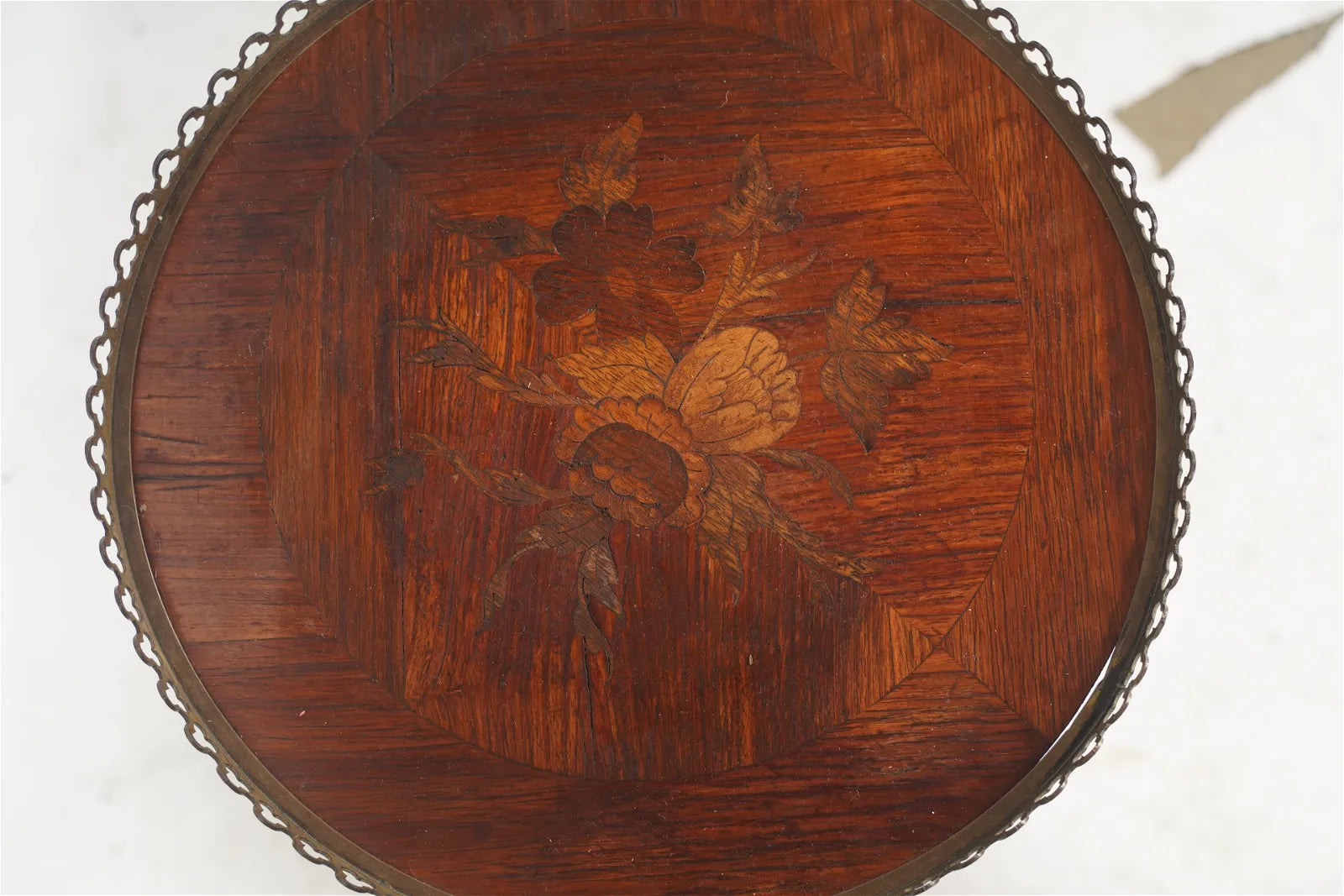 AF1-410: Antique Late 19th Century French Louis XV Kingwood Marquetry and Parquetry Three Drawer Petit Side Table