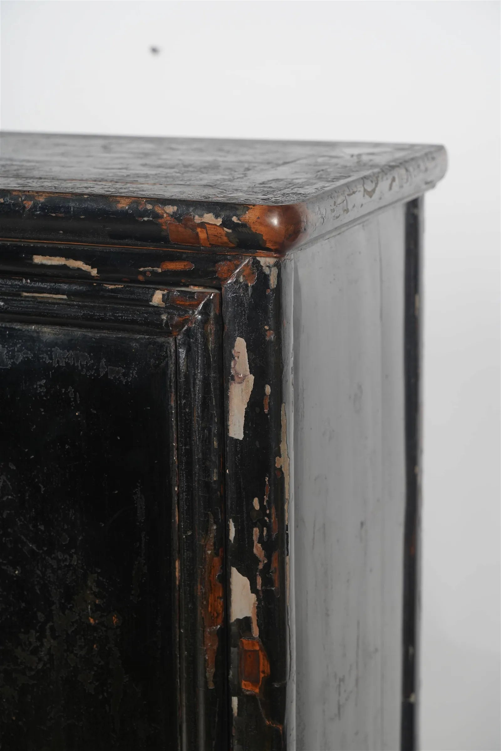 AF3-103: Antique Early 20th Century Chinese Black Lacquer Tapered Wedding Cabinet