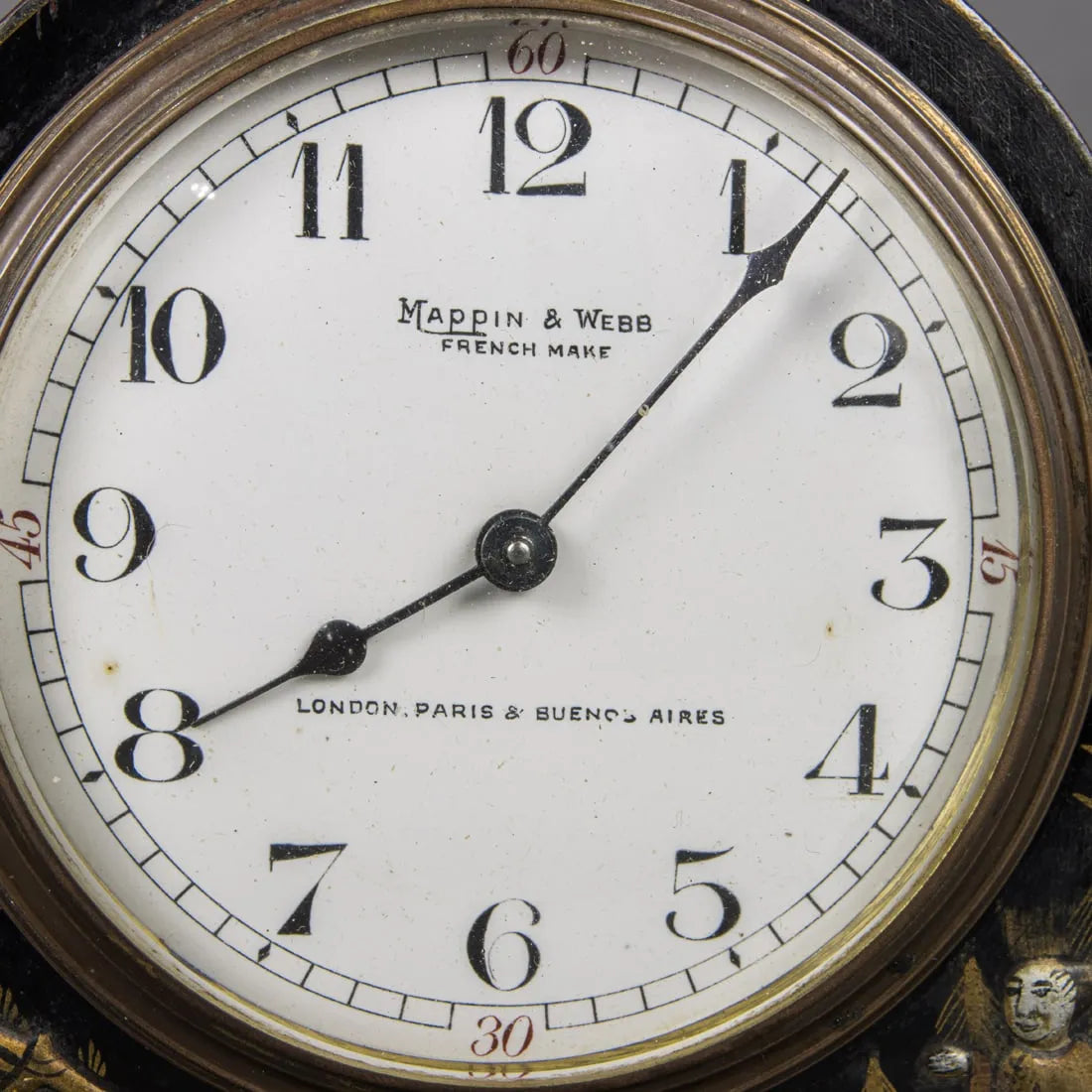 TK2-022: French Chinoiserie Decorated Mantle Clock, Retailed by Mappin & Webb