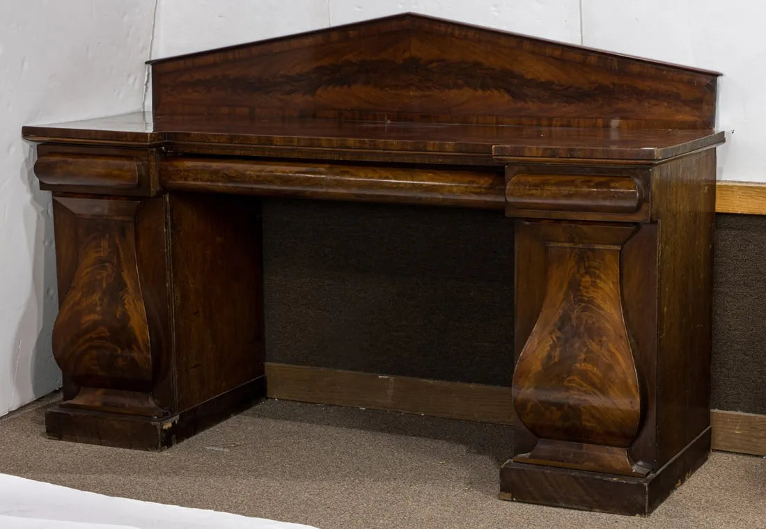 AF3-055: Antique Circa 1830 English William IV Double Pedestal Mahogany Sideboard