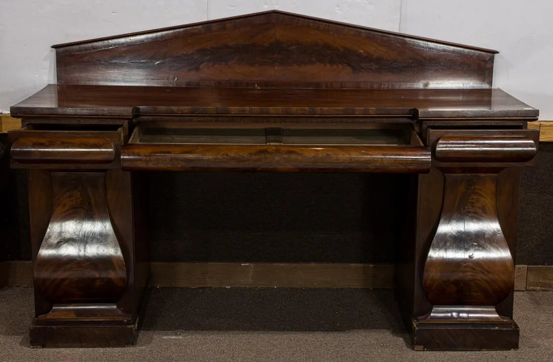 AF3-055: Antique Circa 1830 English William IV Double Pedestal Mahogany Sideboard