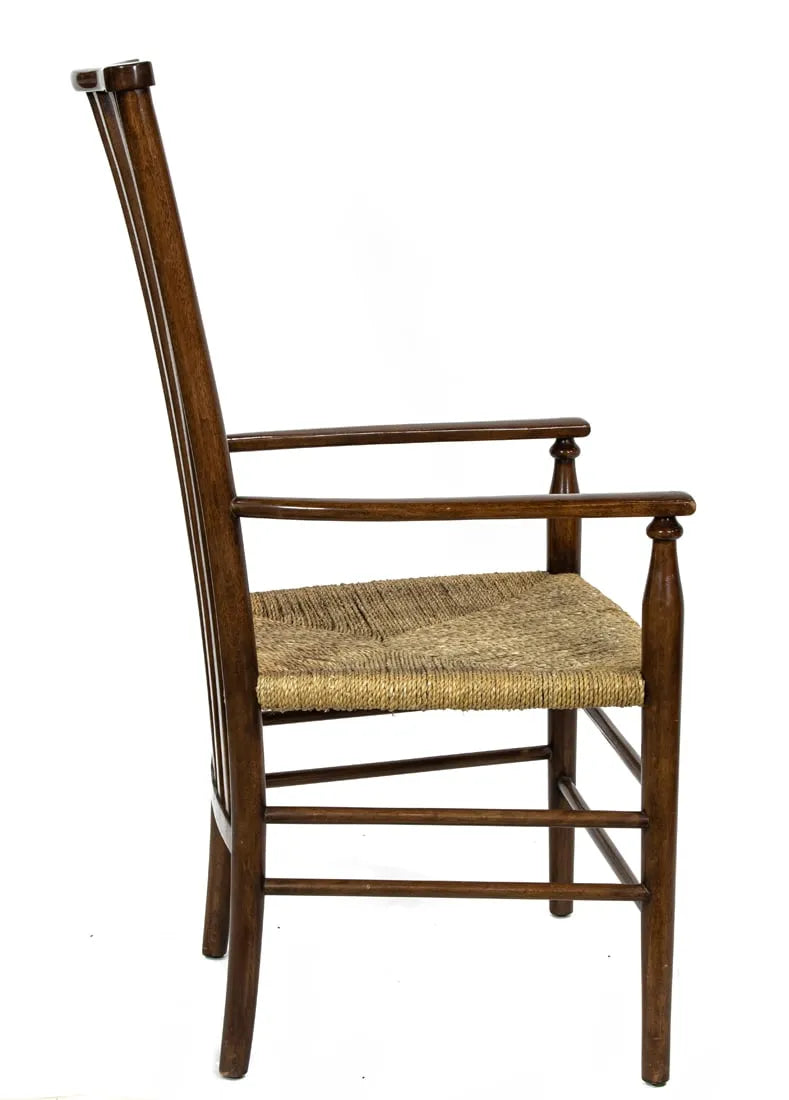 AF2-256: Pair of Late 20th Century Liberty & Co. Style Mahogany Elbow Chairs With Rush Seats