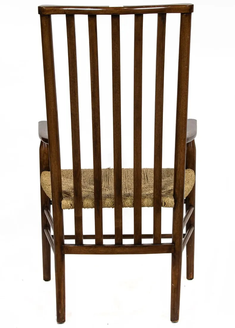 AF2-256: Pair of Late 20th Century Liberty & Co. Style Mahogany Elbow Chairs With Rush Seats