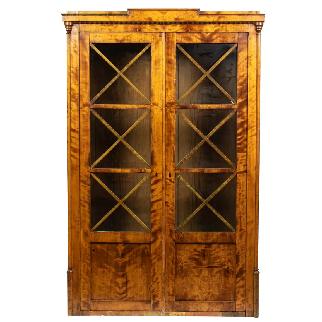 AF3-053: Antique Austrian Biedermeier Karelian Burr Birch Display Cabinet Circa 1820
