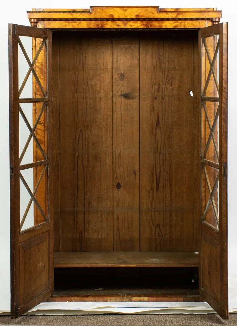 AF3-053: Antique Austrian Biedermeier Karelian Burr Birch Display Cabinet Circa 1820